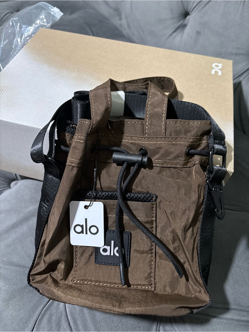 ALO Yoga Brown Drawstring Crossbody Backpack